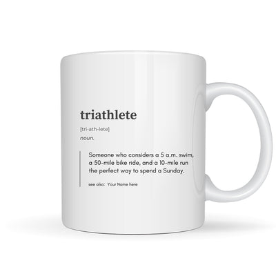 Crazy Sunday Triathlon Definition Mug Personalized Gift For Triathlete Mug Define Triathlete Customized Mug - Element Tri & Bicycle Works