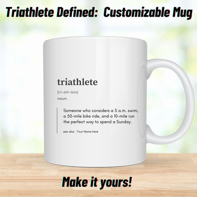 Crazy Sunday Triathlon Definition Mug Personalized Gift For Triathlete Mug Define Triathlete Customized Mug - Element Tri & Bicycle Works