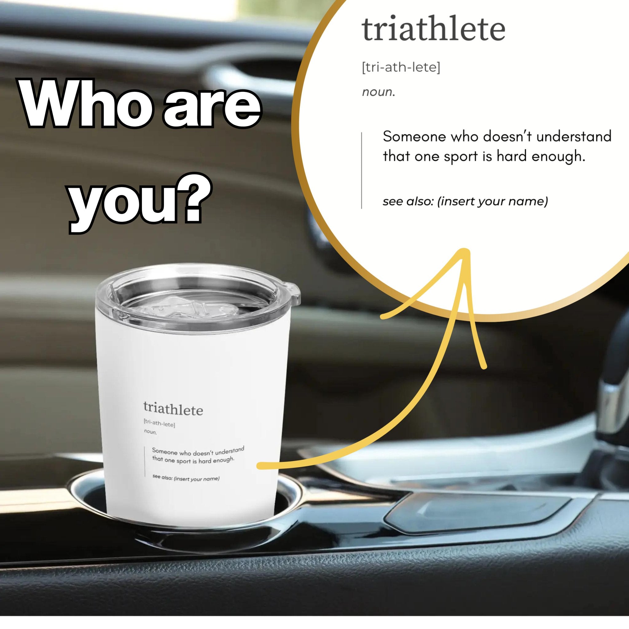 Custom Triathlete Definition Mug - Stainless Steel 20oz Car Tumbler - Personalized - Element Tri & Bicycle Works