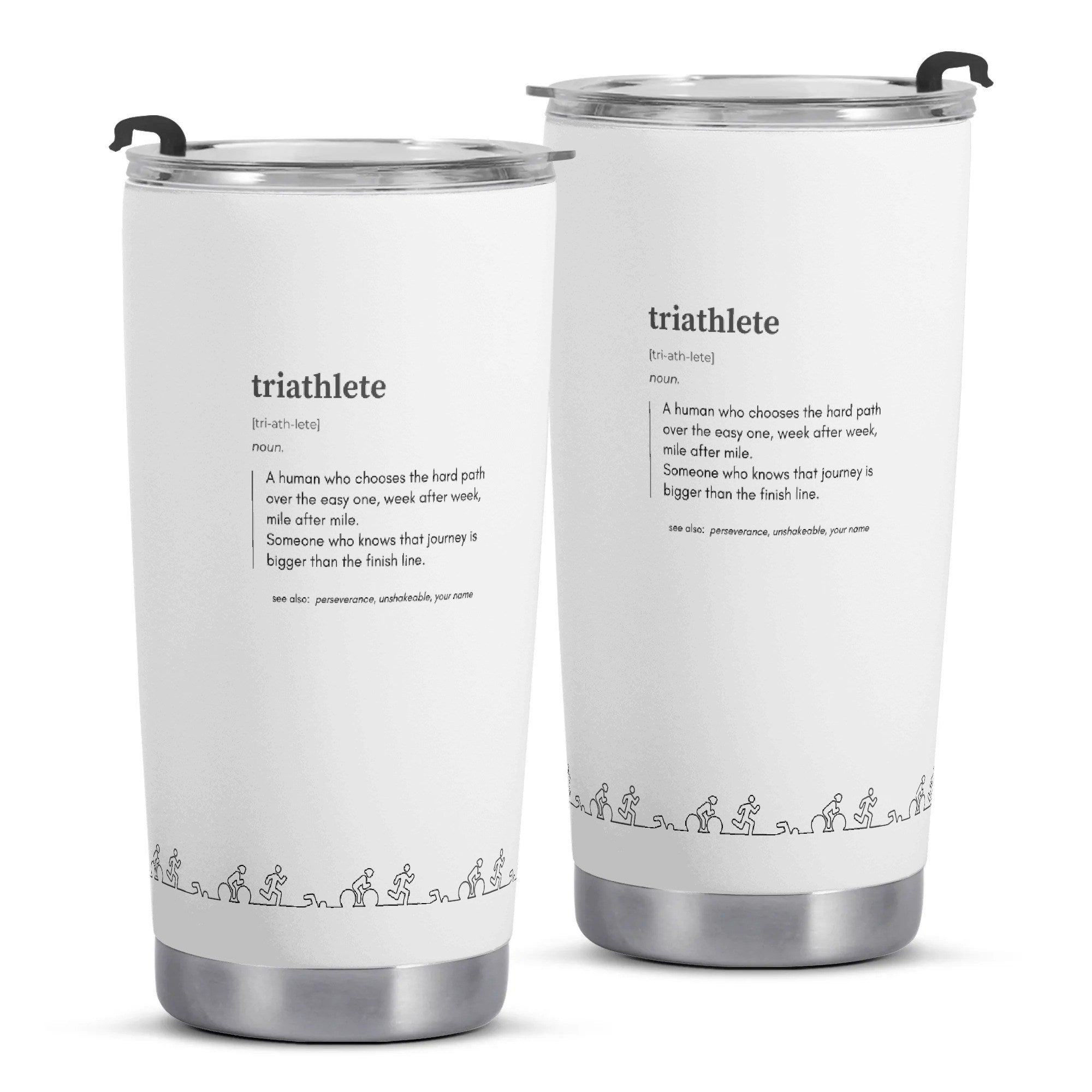 Custom Triathlete Definition Travel Mug – Stainless Steel 20oz / 600ml, Personalized Name Option - Element Tri & Bicycle Works