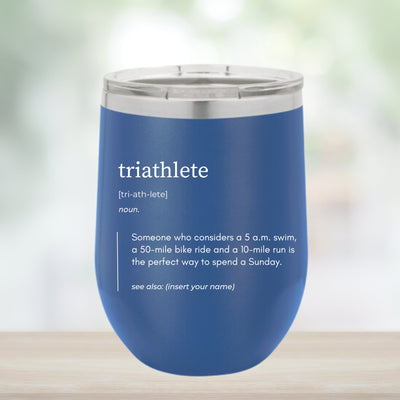 Custom Triathlete Wine Tumbler - Perfect Gift for Any Occasion - Dark Colour Version - Element Tri & Bicycle Works