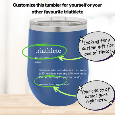 Custom Triathlete Wine Tumbler - Perfect Gift for Any Occasion - Dark Colour Version - Element Tri & Bicycle Works