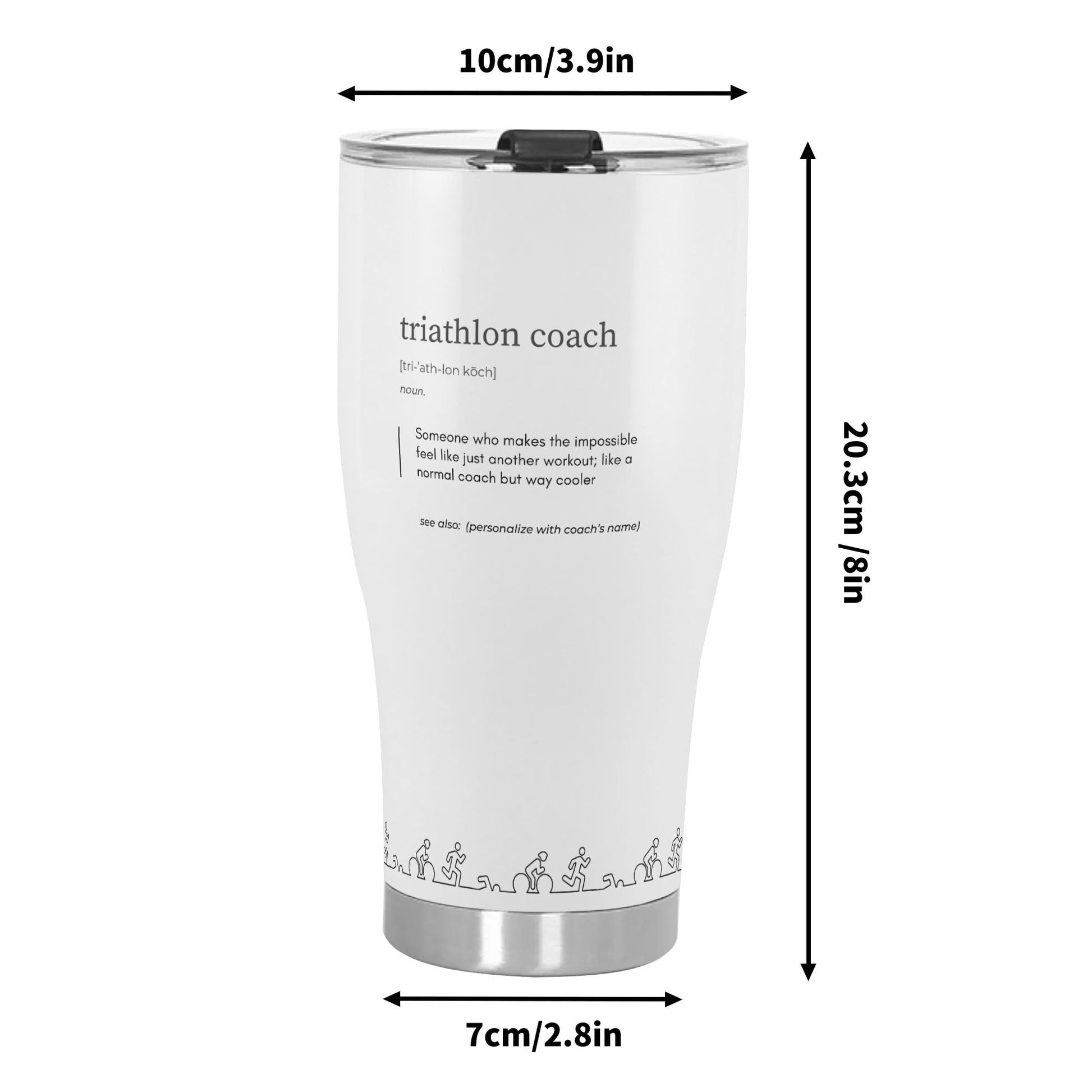 Customizable Tri Coach 3D Personalized Stainless Steel Tumbler 30oz Cup - Element Tri & Bicycle Works