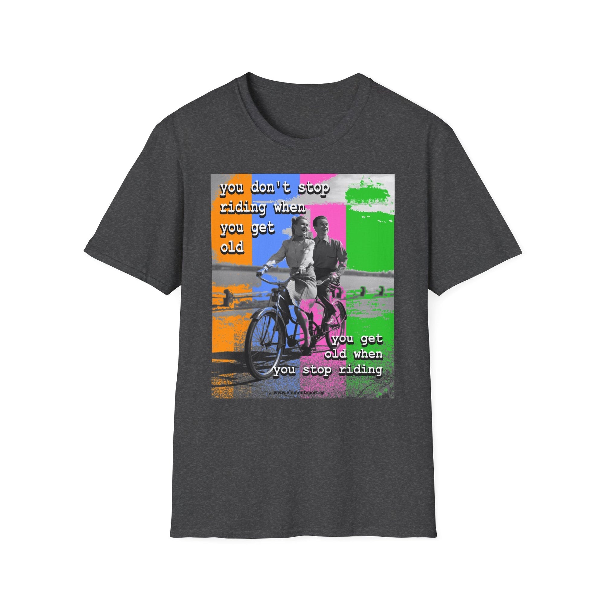 Don't Stop Riding Bicycle Themed T-Shirt - Element Tri & Bicycle Works