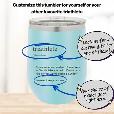 Fun and Unique Wine Tumblers for Triathletes - Customize with Name - Element Tri & Bicycle Works