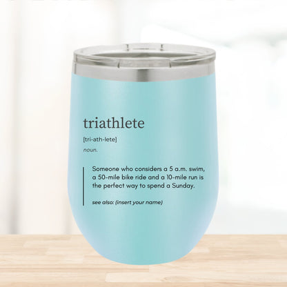 Fun and Unique Wine Tumblers for Triathletes - Customize with Name - Element Tri & Bicycle Works