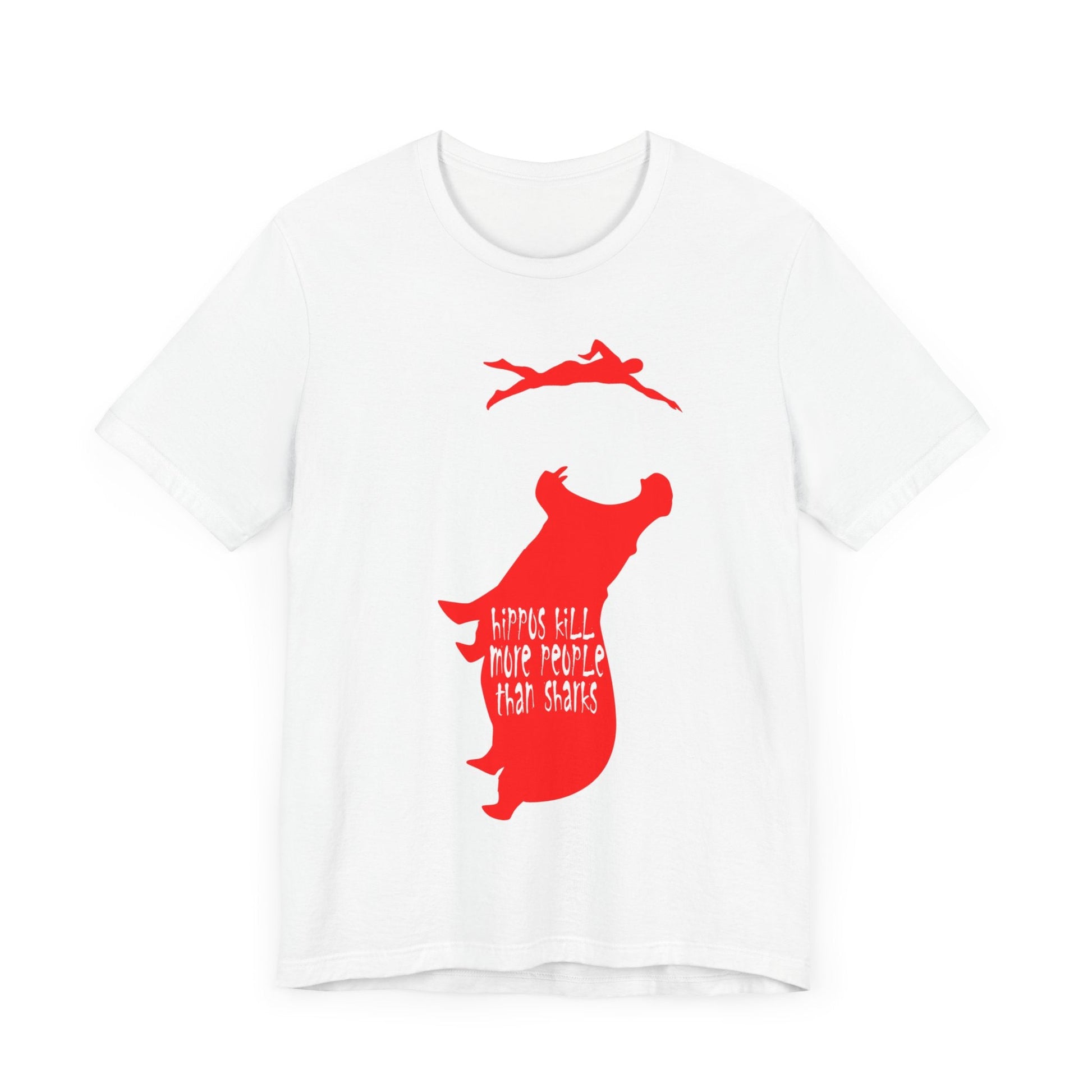 Hippos Kill More Than Sharks - Open Water Swim Unisex Jersey Short Sleeve Tee - Element Tri & Bicycle Works