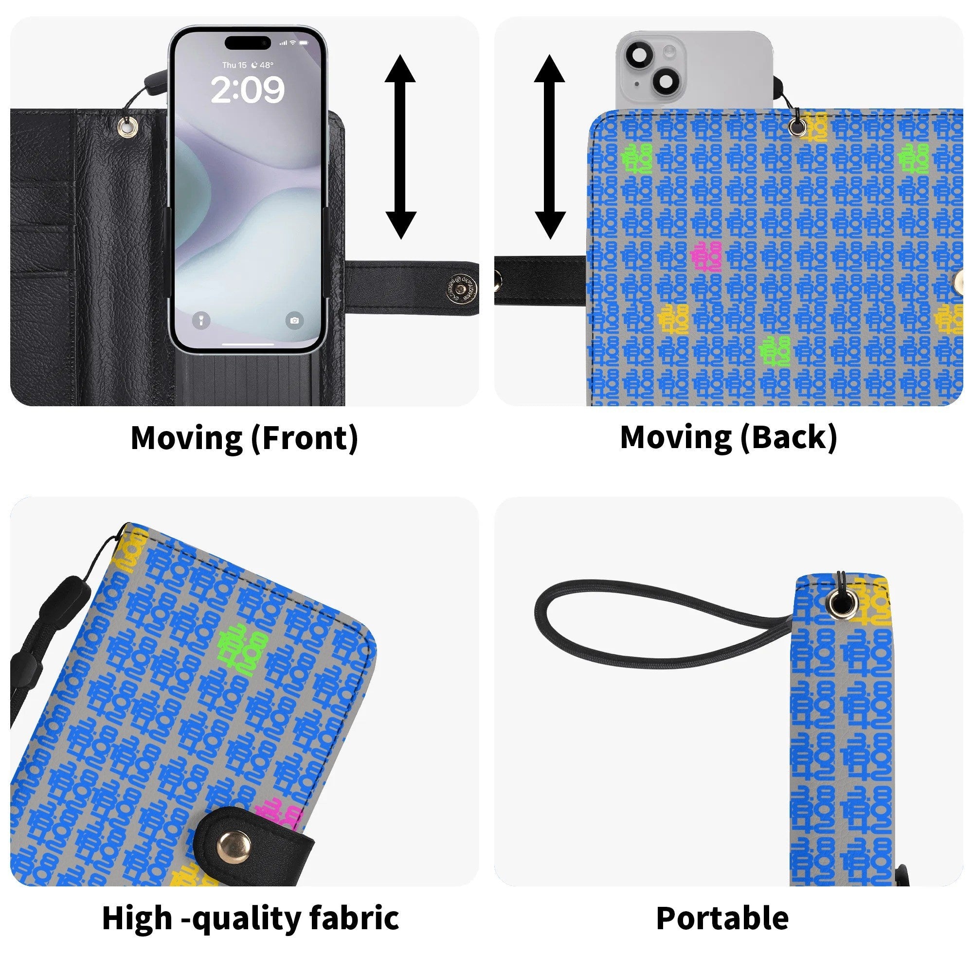 IronPlaid – PU Leather Flip Phone Wallet Case (Black Interior) - Element Tri & Bicycle Works