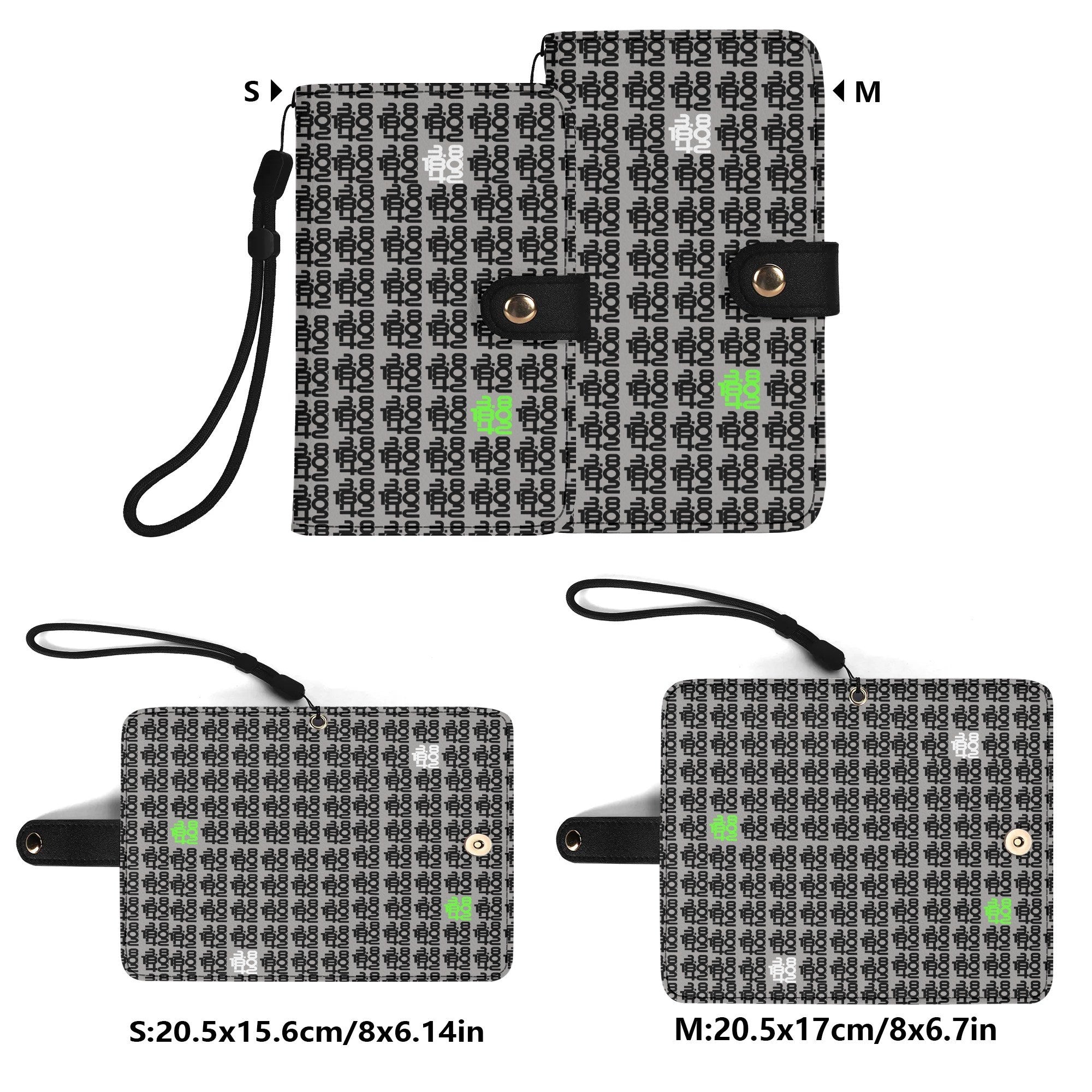 IronPlaid – PU Leather Flip Phone Wallet Case — Grey - Black, Black Interior - Element Tri & Bicycle Works