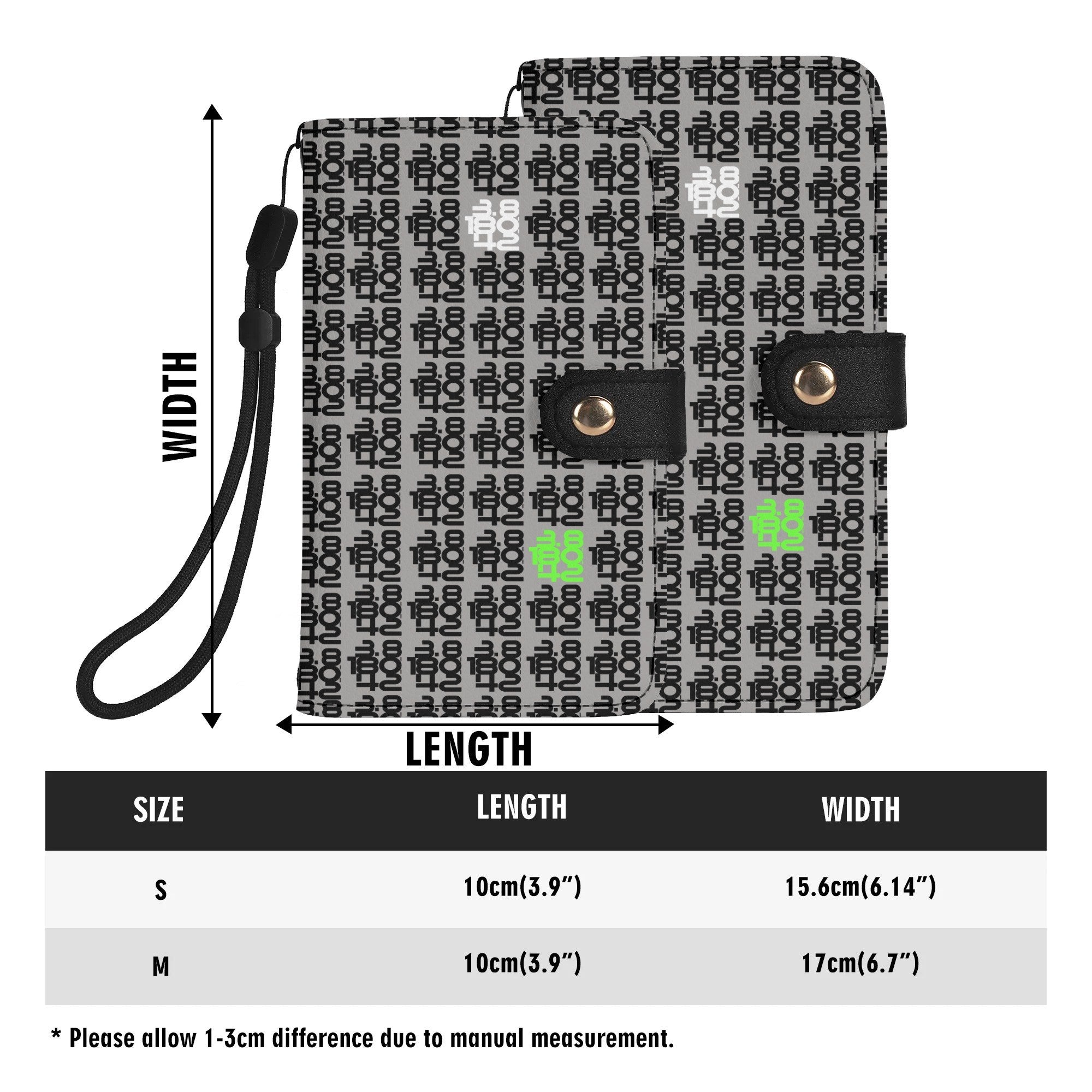 IronPlaid – PU Leather Flip Phone Wallet Case — Grey - Black, Black Interior - Element Tri & Bicycle Works