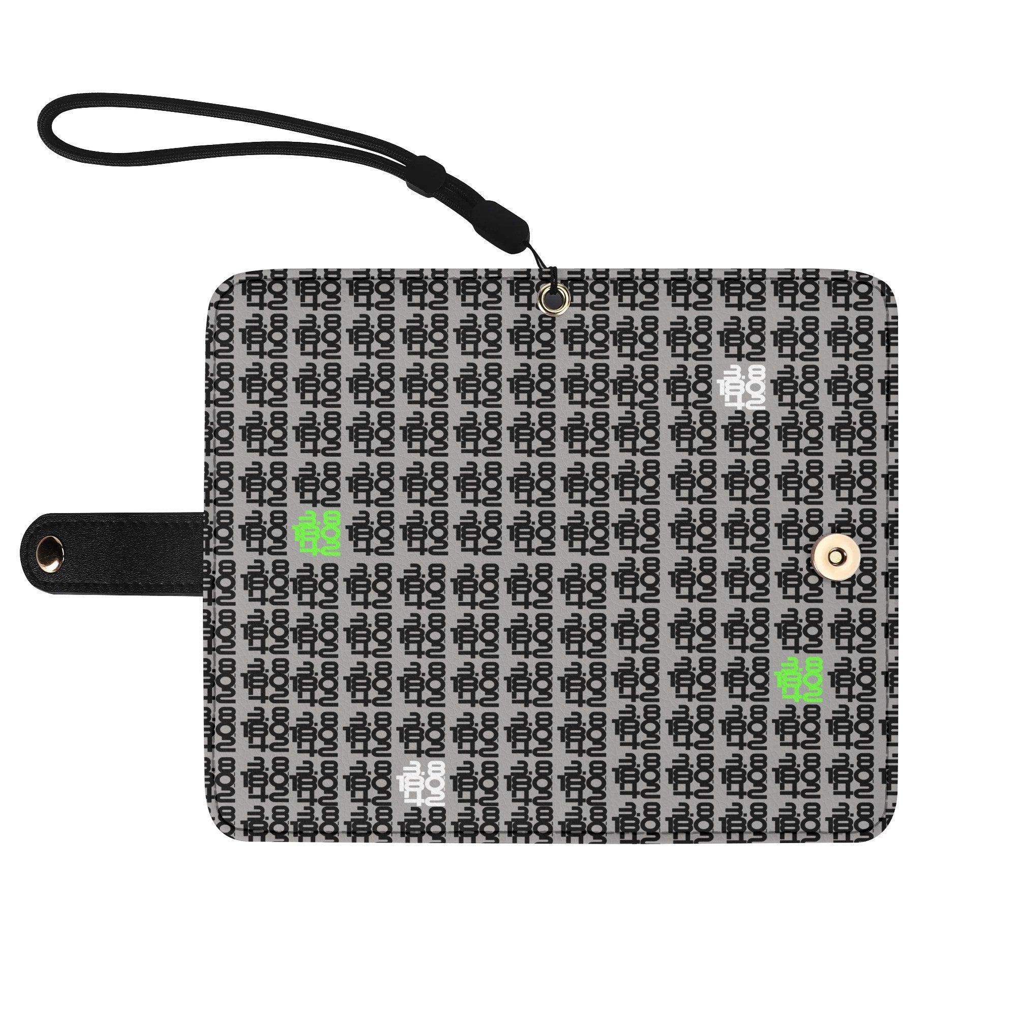 IronPlaid – PU Leather Flip Phone Wallet Case — Grey - Black, Black Interior - Element Tri & Bicycle Works