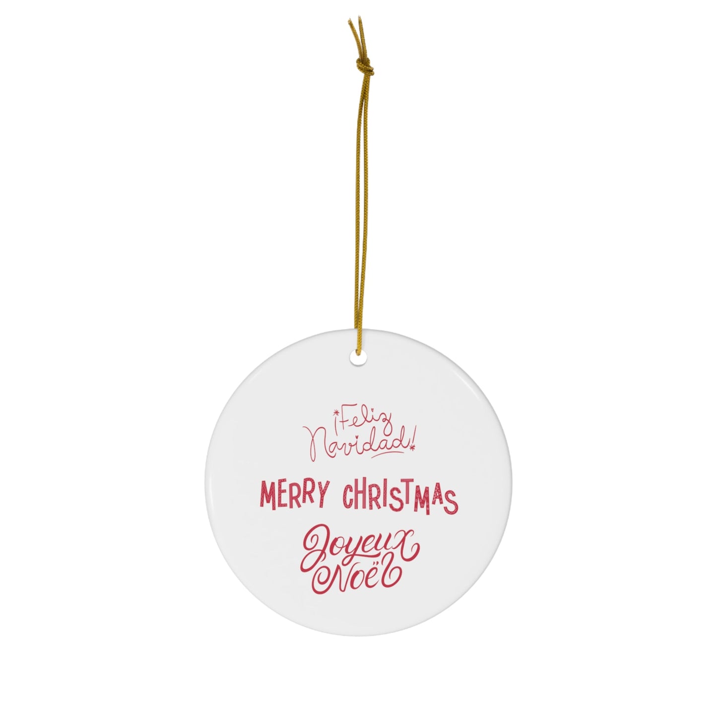 Merry Xmas Bilingual Christmas Ornament for Cyclist or Triathlete 'What Fun It Is To Ride' Merry Christmas in Three Languages - Element Tri & Bicycle Works