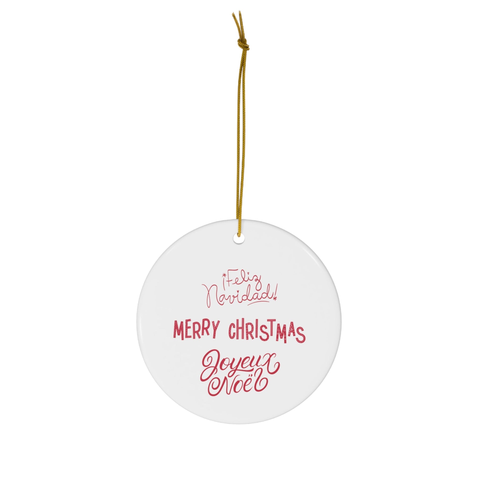 Merry Xmas Bilingual Christmas Ornament for Cyclist or Triathlete 'What Fun It Is To Ride' Merry Christmas in Three Languages - Element Tri & Bicycle Works