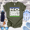 No Excuses Triathlon Lifestyle Tee Blue & Green Unisex Softstyle T - Shirt - Element Tri & Bicycle Works