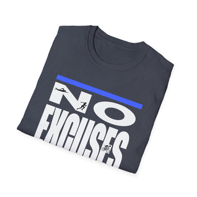 No Excuses Triathlon Lifestyle Tee Blue & Green Unisex Softstyle T - Shirt - Element Tri & Bicycle Works