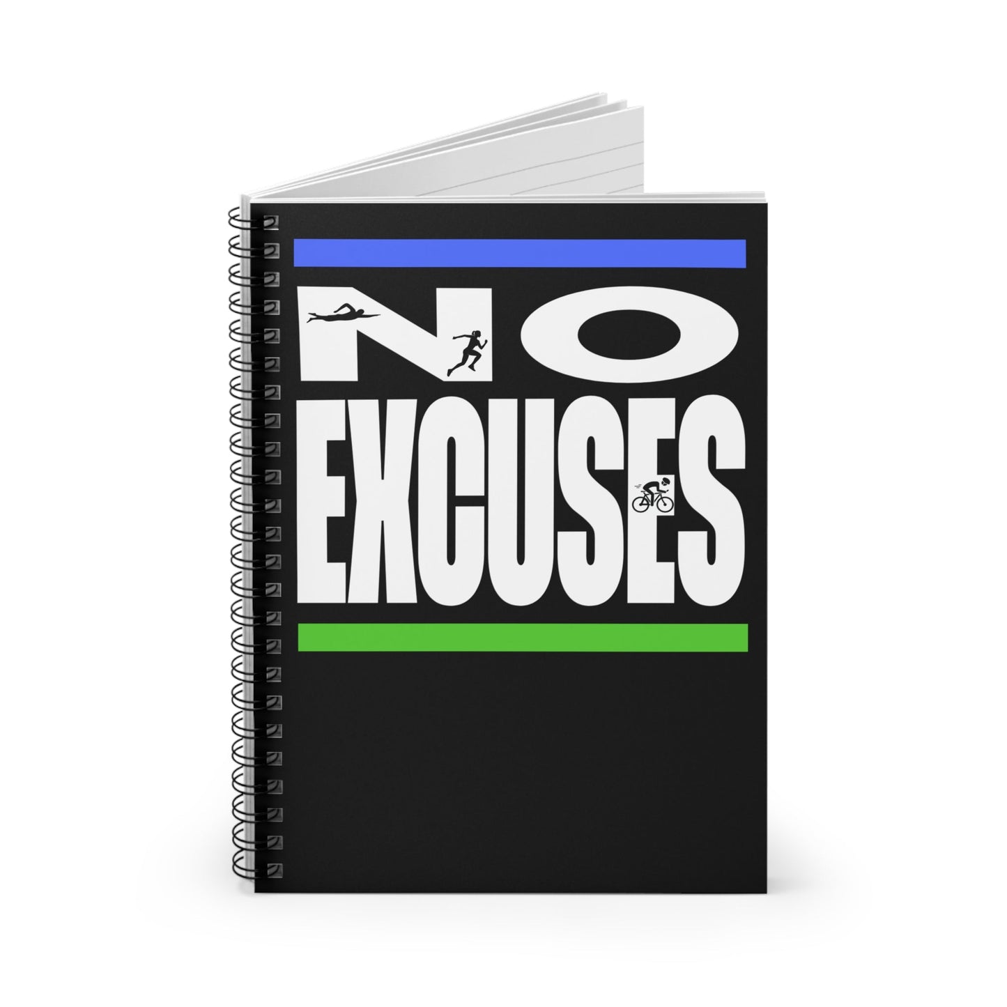 No Excuses Triathlon Spiral Notebook for Triathlete Journal Gift for Christmas Gift Triathlon Training Notebook Gift for Triathlon - Element Tri & Bicycle Works