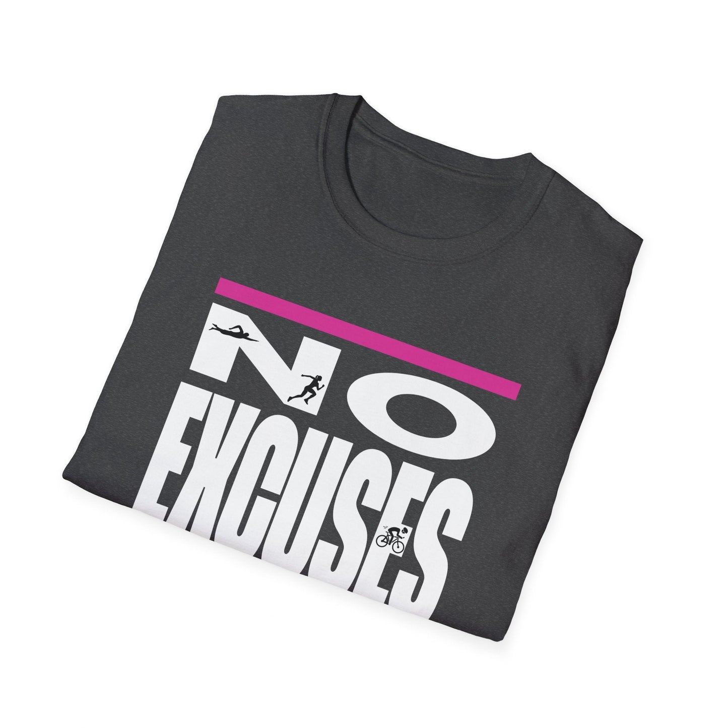 No Excuses Triathlon Tee With Pink & Lime Accent - Element Tri & Bicycle Works