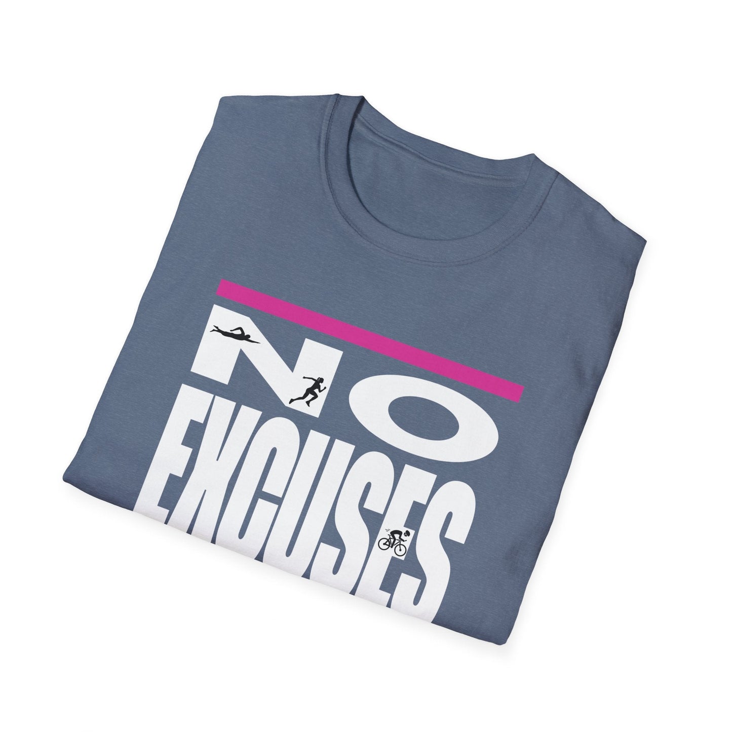 No Excuses Triathlon Tee With Pink & Lime Accent - Element Tri & Bicycle Works