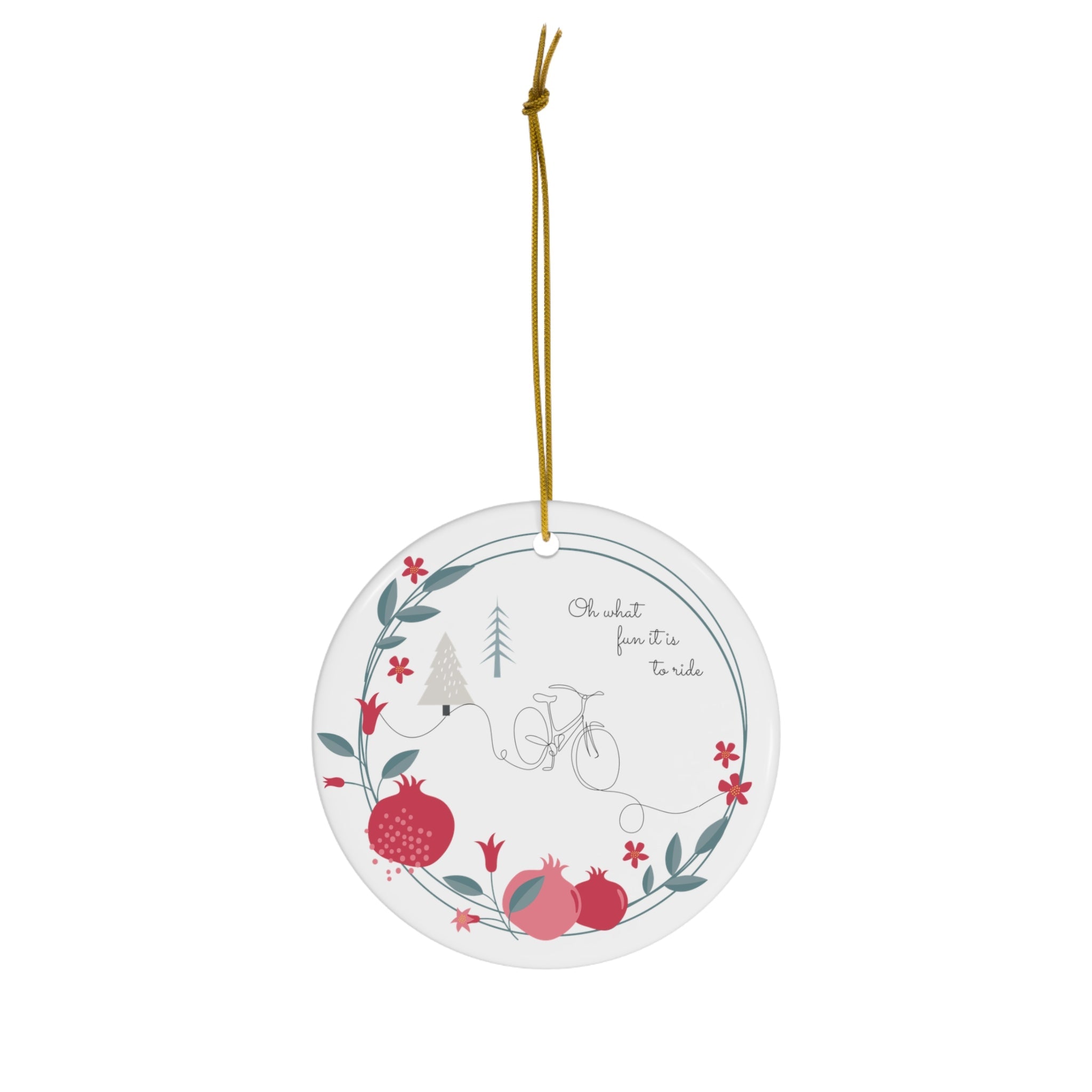Personalized Bicycle Christmas Ornament Line Art Bicycle with Garland, Personalized - Element Tri & Bicycle Works