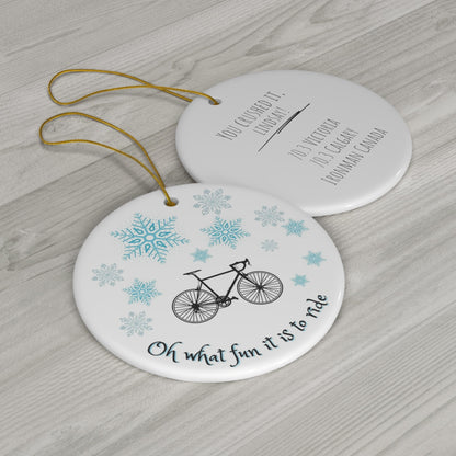 Personalized Christmas Ornament For Cyclist with Snowflakes "What Fun It Is To Ride" - Element Tri & Bicycle Works