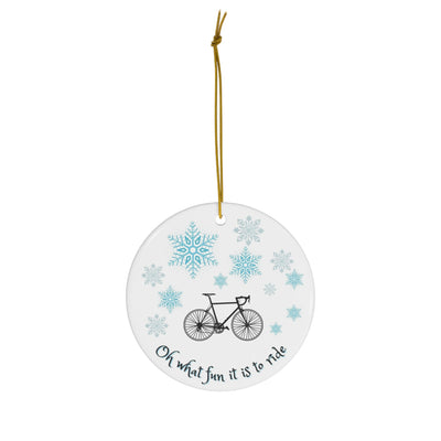 Personalized Christmas Ornament For Cyclist with Snowflakes "What Fun It Is To Ride" - Element Tri & Bicycle Works