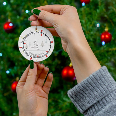 Personalized Running Woman Christmas Ornament Line Art Runner with Christmas Lights - Element Tri & Bicycle Works