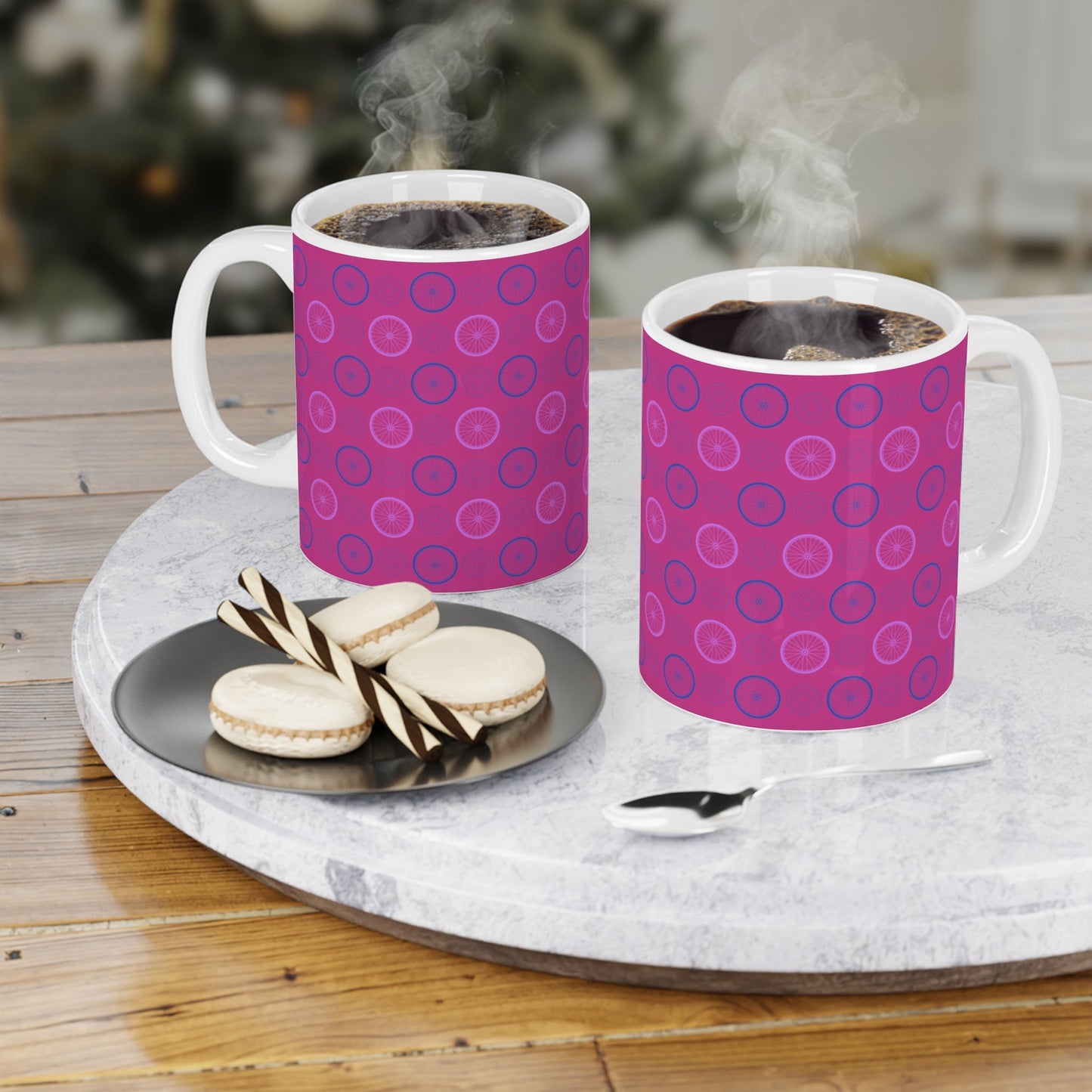 Spinning Wheels Pink Mug Gift for Cyclist Christmas Gift Pink Mug for Cyclist Gift - Element Tri & Bicycle Works