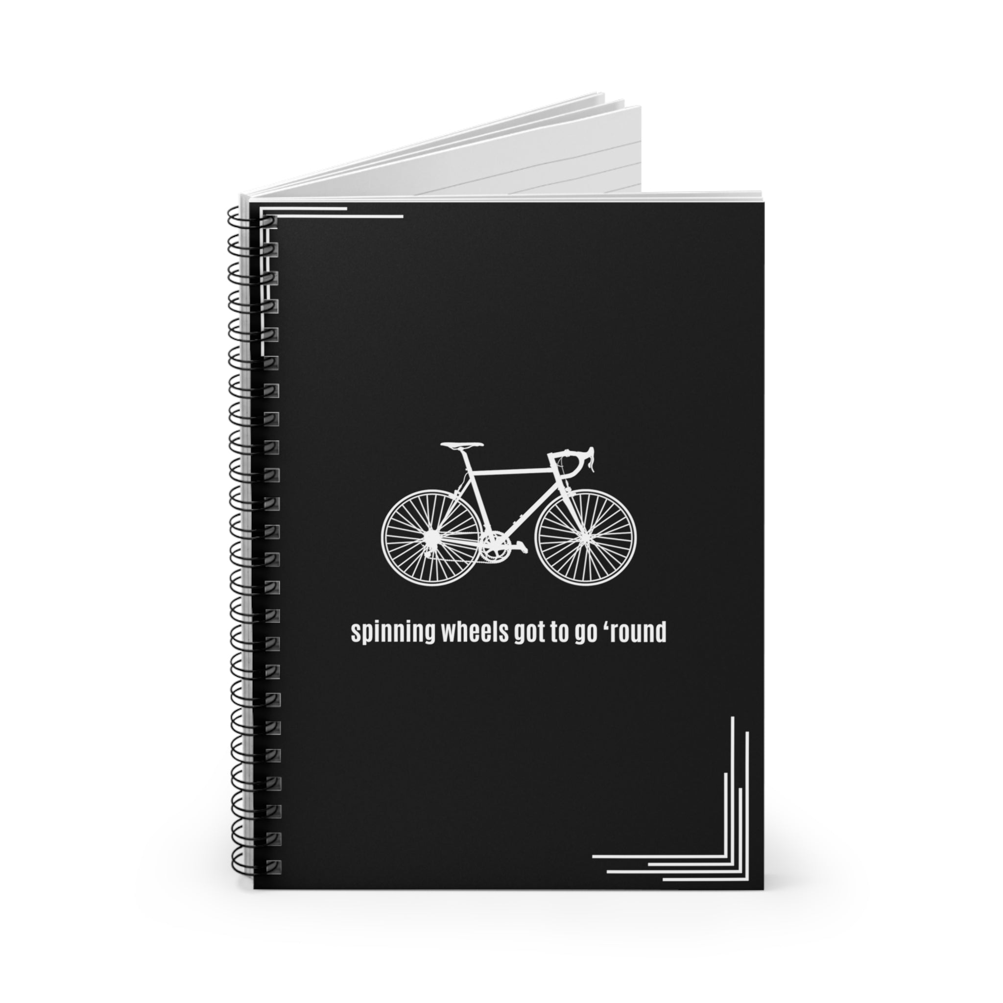 Spiral Notebook for Cyclist Journal White Bike Spinning Wheels Notebook Gift for Cyclist Christmas Gift Bicycle Notebook - Element Tri & Bicycle Works