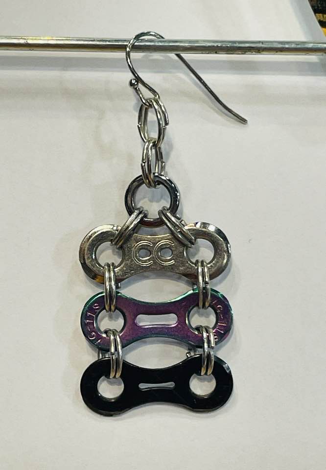 Stacked Tri-Colour Chain Link Earring - Element Tri & Bicycle Works