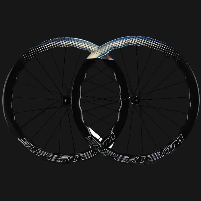 SuperTeam Classic PRO D28 50mm Carbon Disc Wheelset – Shine Decals - Element Tri & Bicycle Works