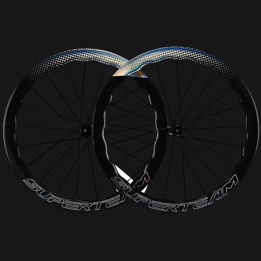 SuperTeam Classic PRO D28 50mm Carbon Disc Wheelset – Shine Decals - Element Tri & Bicycle Works
