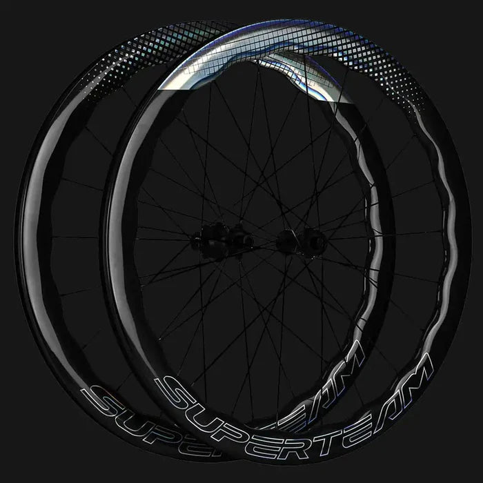 SuperTeam Classic PRO D28 50mm Carbon Disc Wheelset – Shine Decals - Element Tri & Bicycle Works