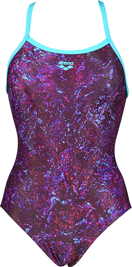 Arena Women's 1-Piece Swimsuit, Light Drop Back, Mountains Texture Print