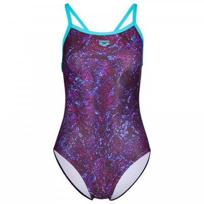 Arena Women's 1-Piece Swimsuit, Light Drop Back, Mountains Texture Print